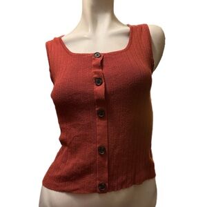 COLZA Women's Red Button-Front Tank Top